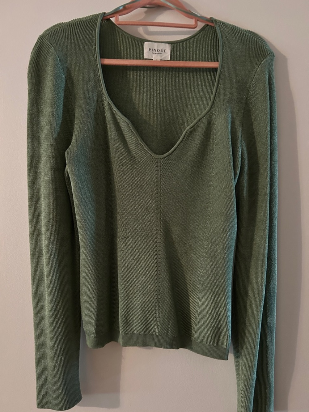 Pinque Olive V-Neck Women's Sweater-worn once